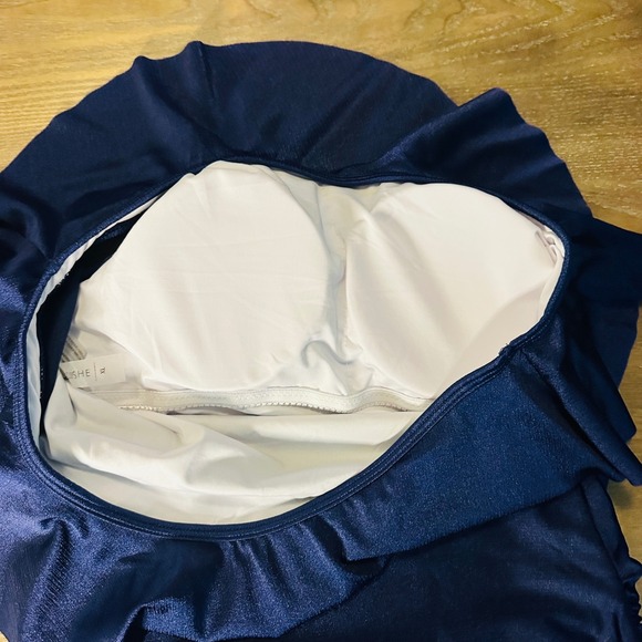 Swimsuit XL‎ One Shoulder Ruffle One Piece Swimsuit Navy Blue XL BNWT - Picture 3 of 8